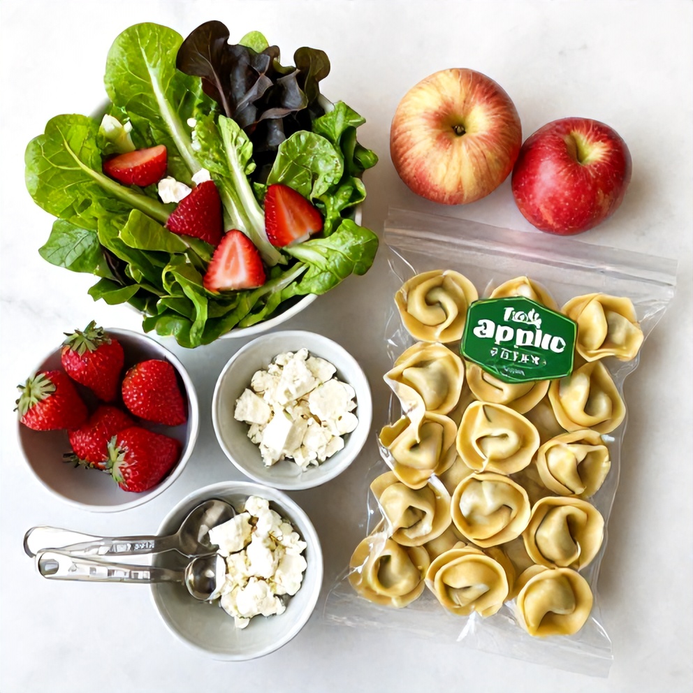 Raw ingredients for Fresh Apple Tortellini Salad