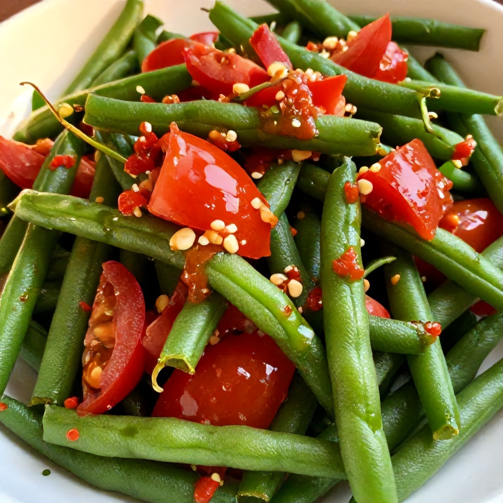 fresh green bean and tomato salad