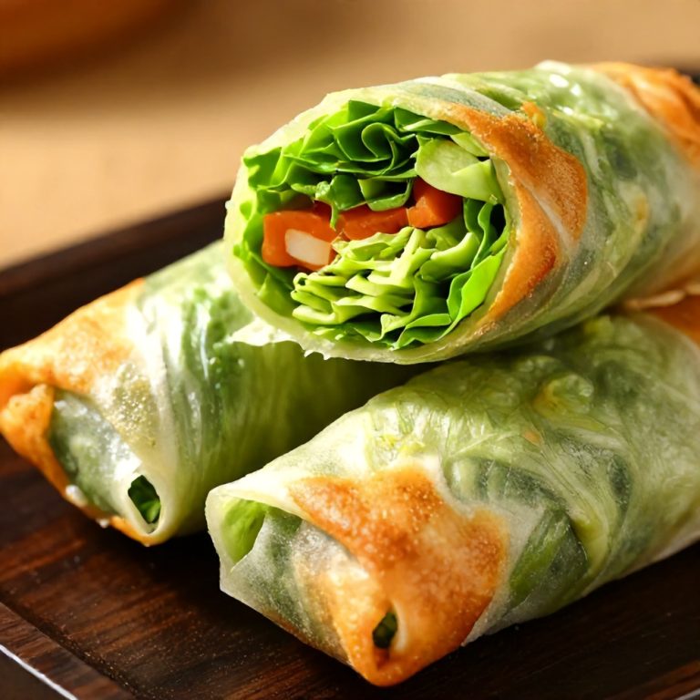fresh lettuce wrapped veggie spring rolls