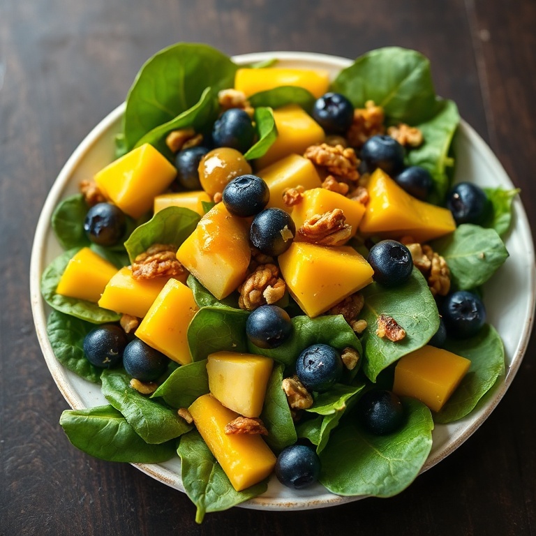 Fresh Mango Blueberry Spinach Salad