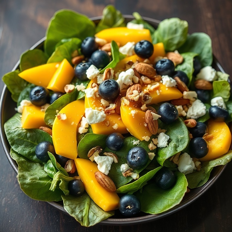 Fresh Mango Blueberry Spinach Salad