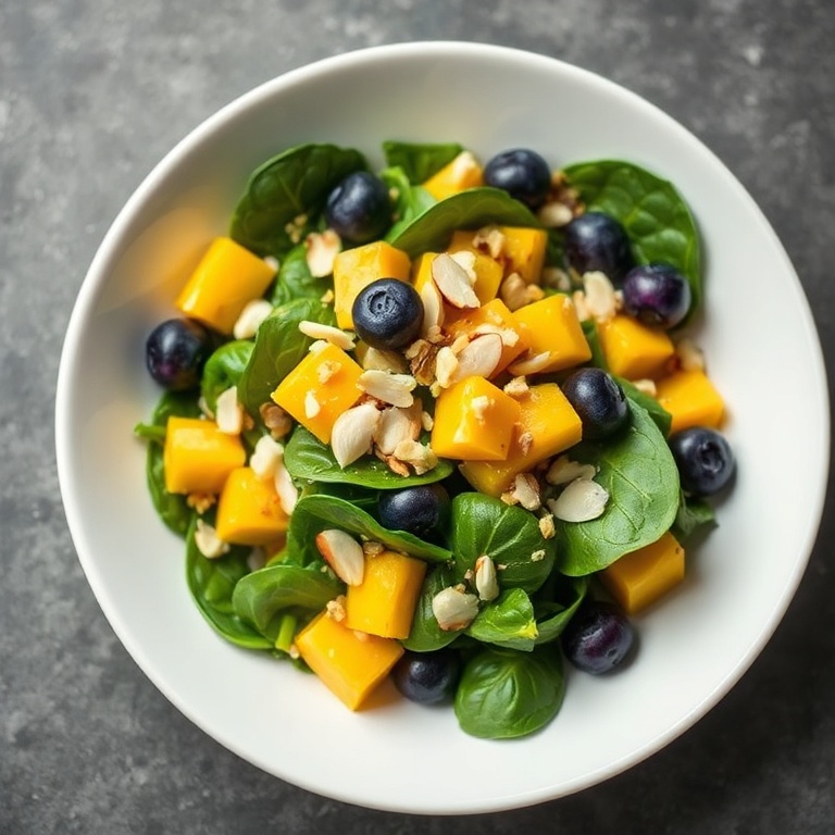 Fresh Mango Blueberry Spinach Salad