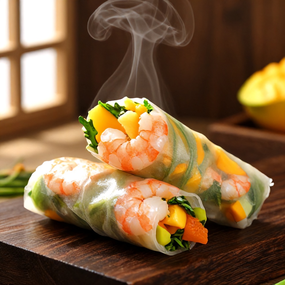 Fresh Mango Shrimp Summer Rolls