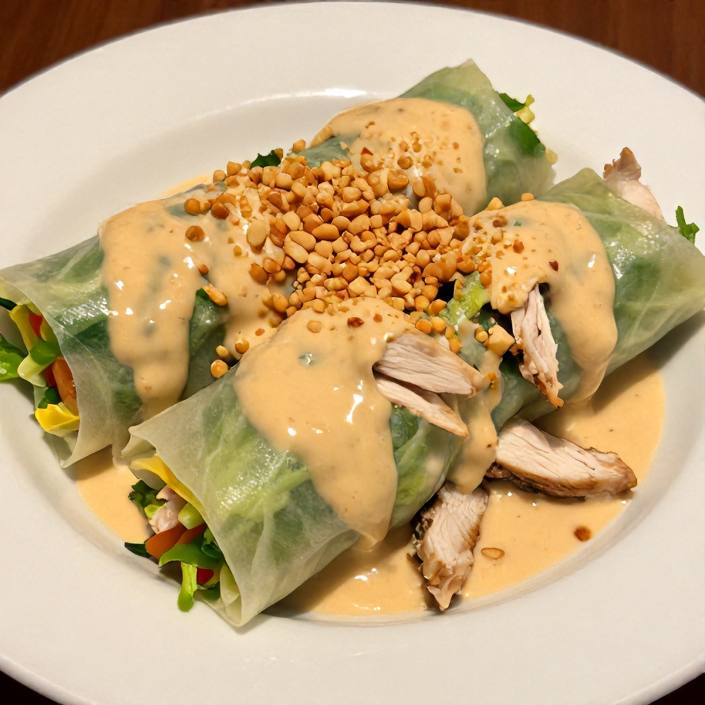 Spring Roll Bowl with Peanut Sauce