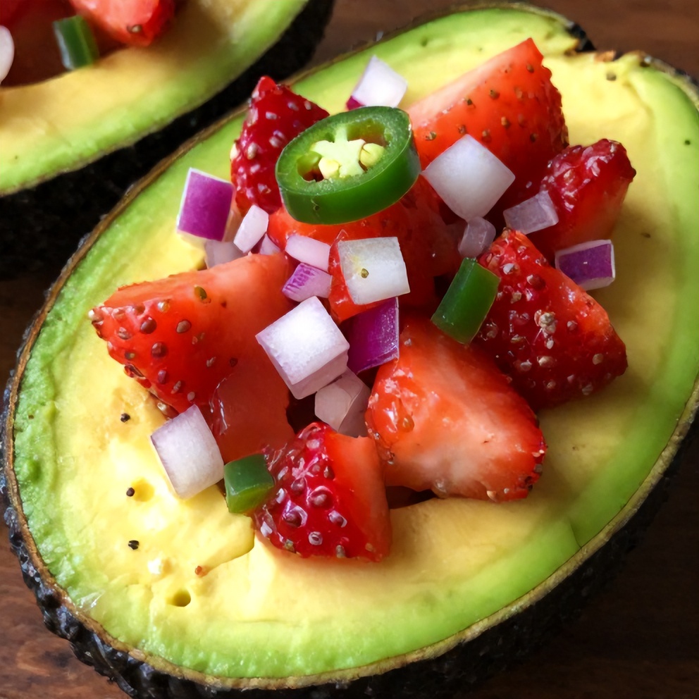 Fresh Strawberry Salsa Stuffed Avocados