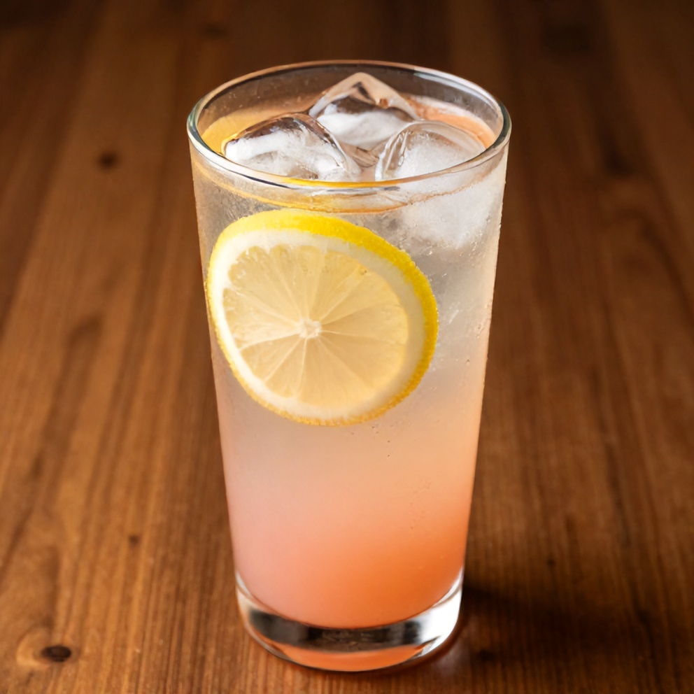 Guava White Tea Lemonade poured into a glass with ice