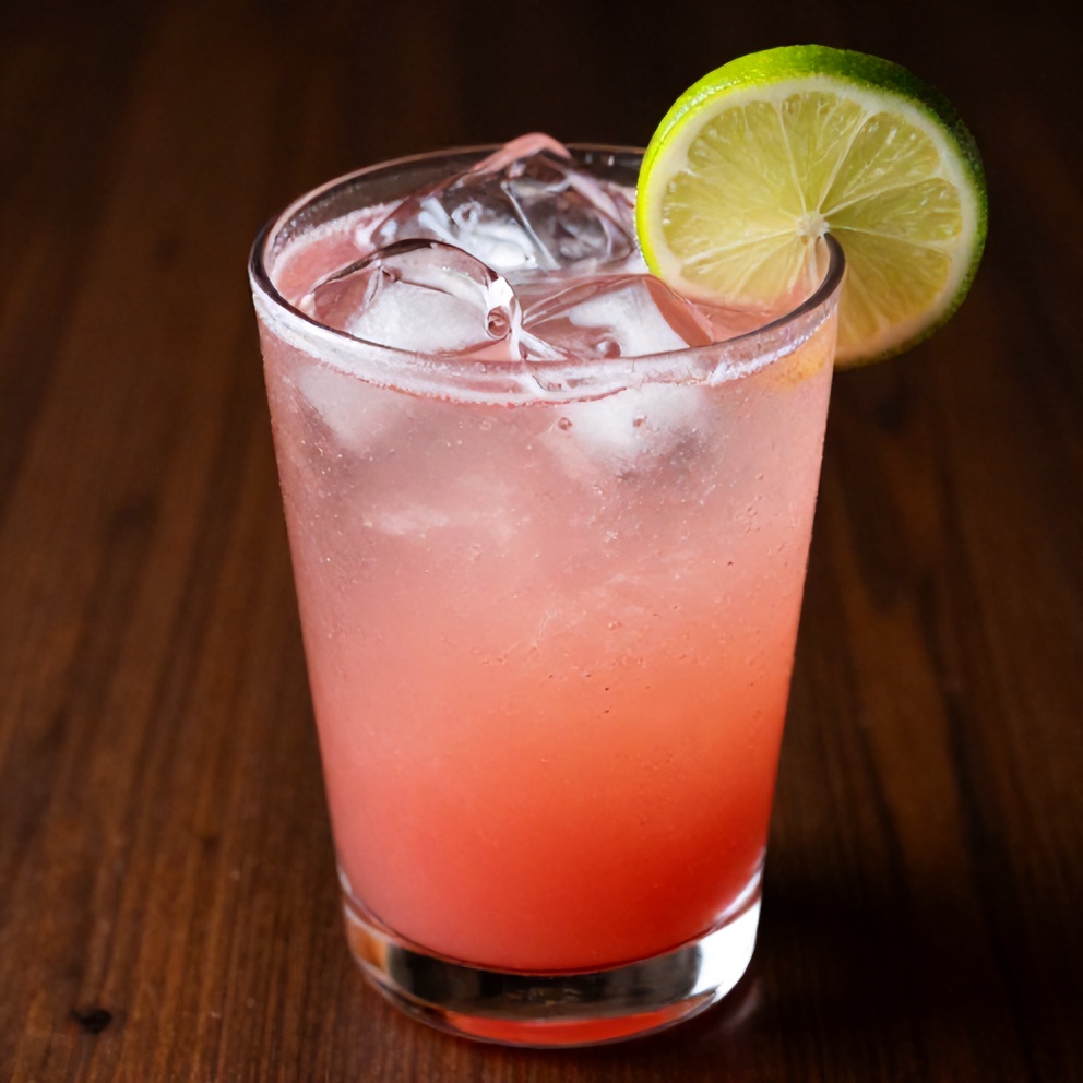 A glass of refreshing hibiscus lime sparkling water