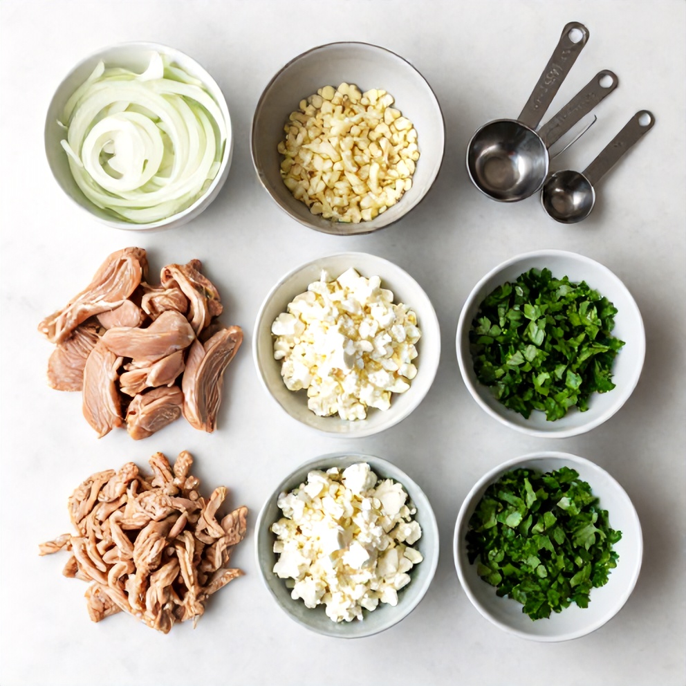 Raw ingredients for Greek chicken burgers