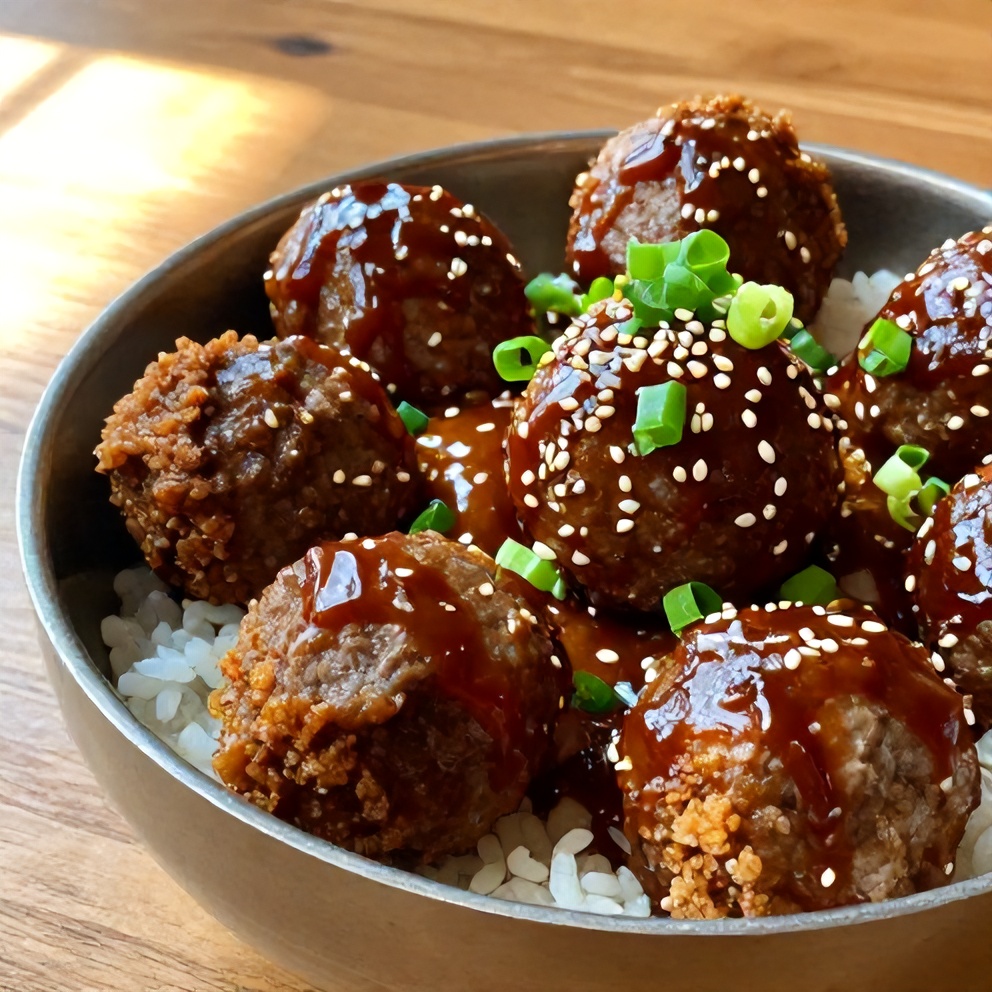 Korean BBQ Meatball Rice Bowls