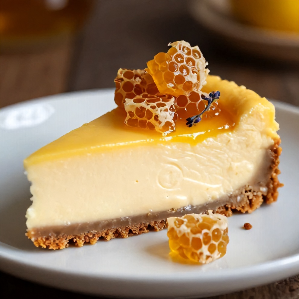 Lemon Lavender Cheesecake with Honeycomb Topping