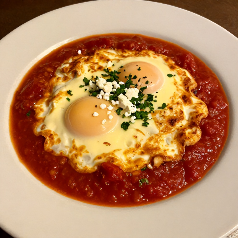 Plated Mediterranean Baked Eggs