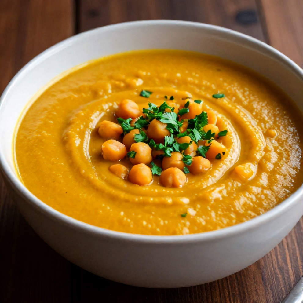 Bowl of Moroccan Sweet Potato and Chickpea Soup