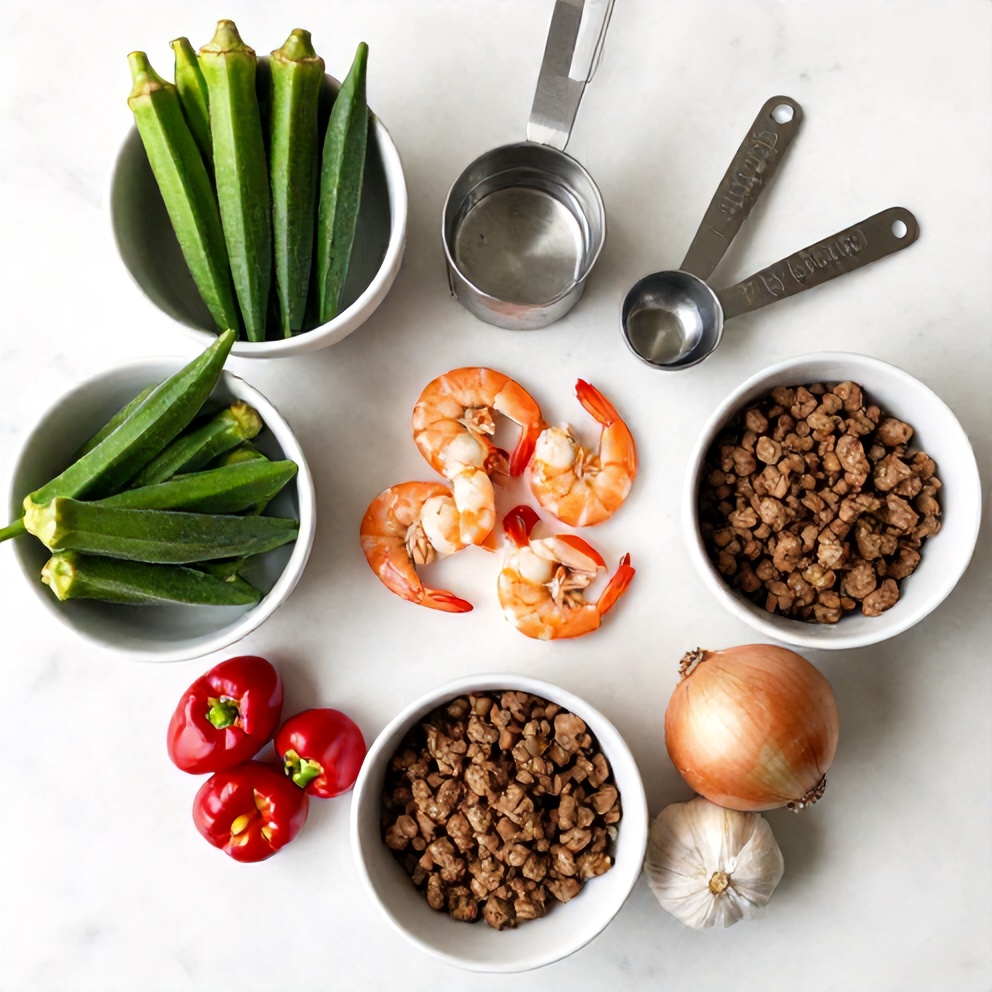Raw Ingredients for Nigerian Okra Soup