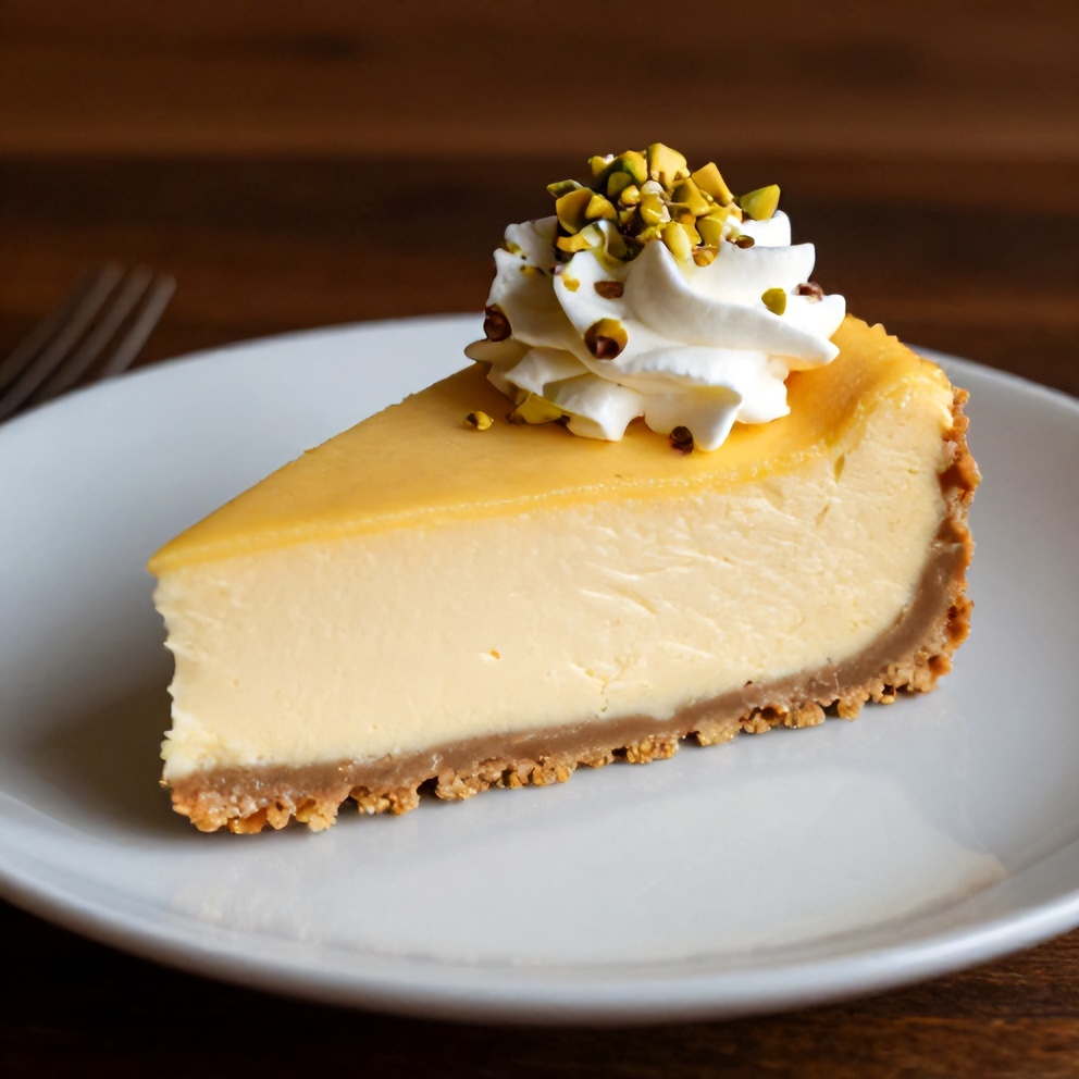 Sliced Pistachio Cheesecake on a Plate