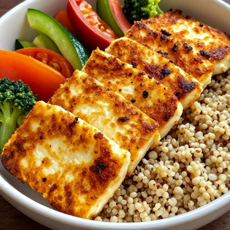 Quick Crispy Halloumi Greek Power Bowl