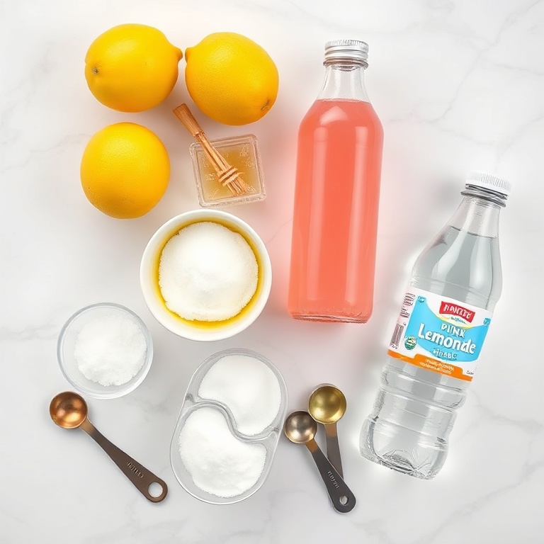 Ingredients for Refreshing Honey Lemon Pink Soda