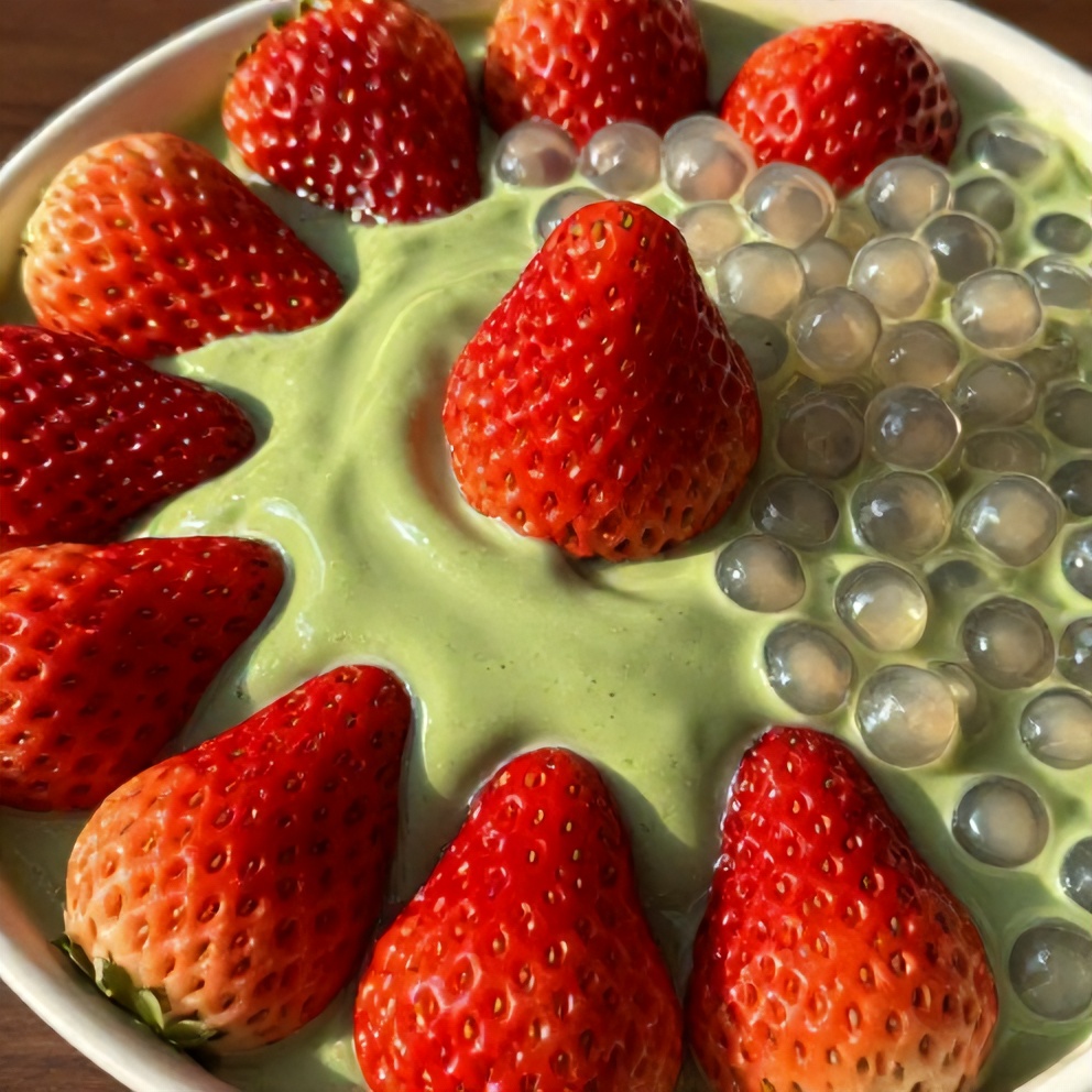 Refreshing Strawberry Matcha Sago Dessert