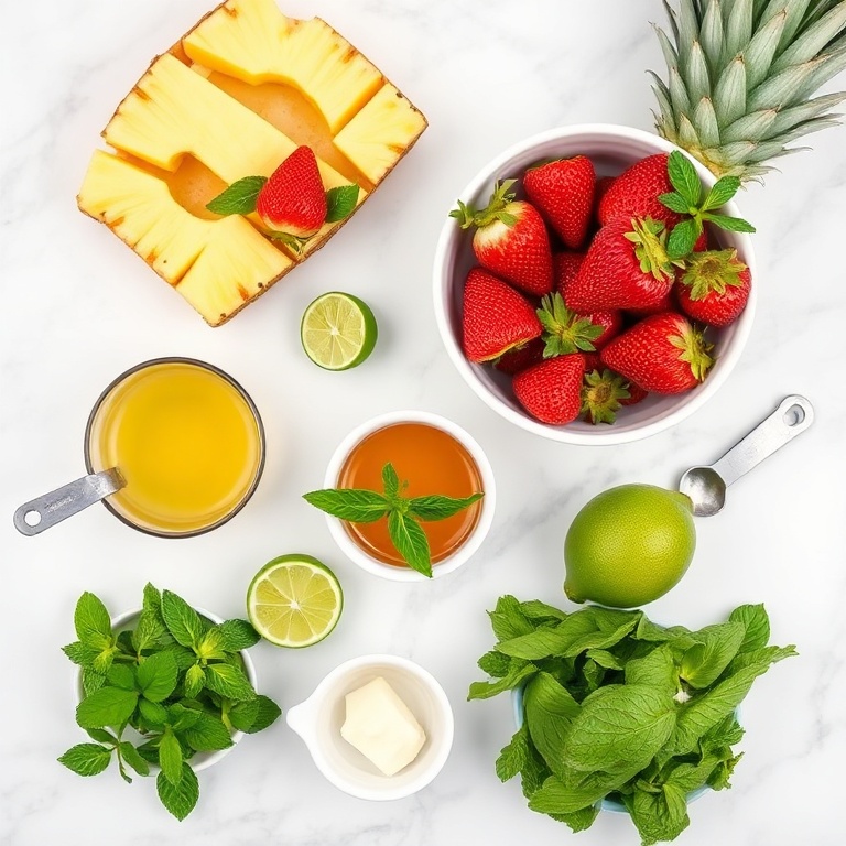 Ingredients for Refreshing Strawberry Pineapple Mojito