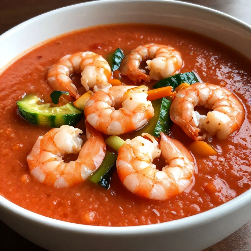 refreshing summer gazpacho with shrimp