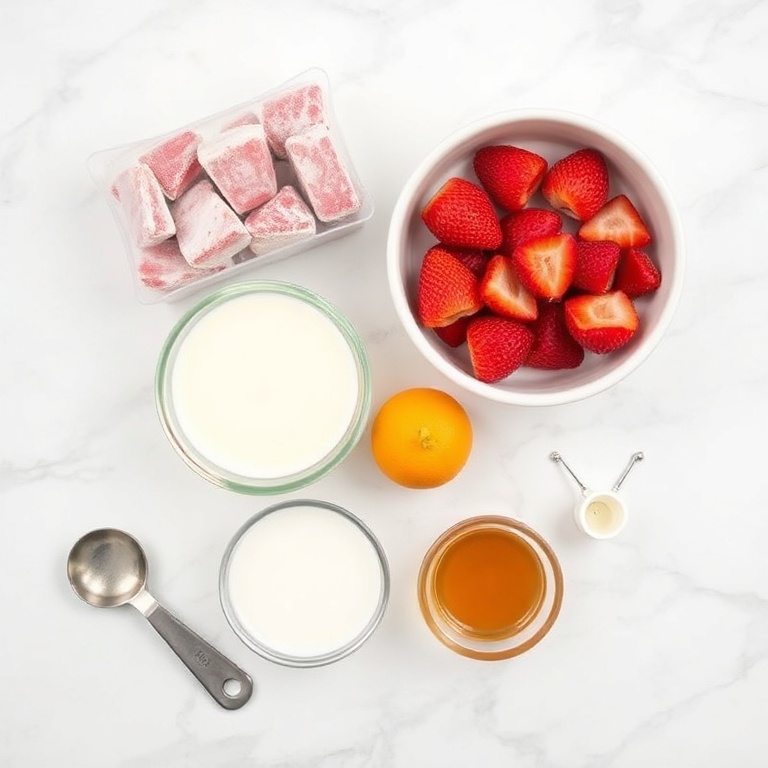 Ingredients for Refreshing Virgin Strawberry Pina Colada Mocktail