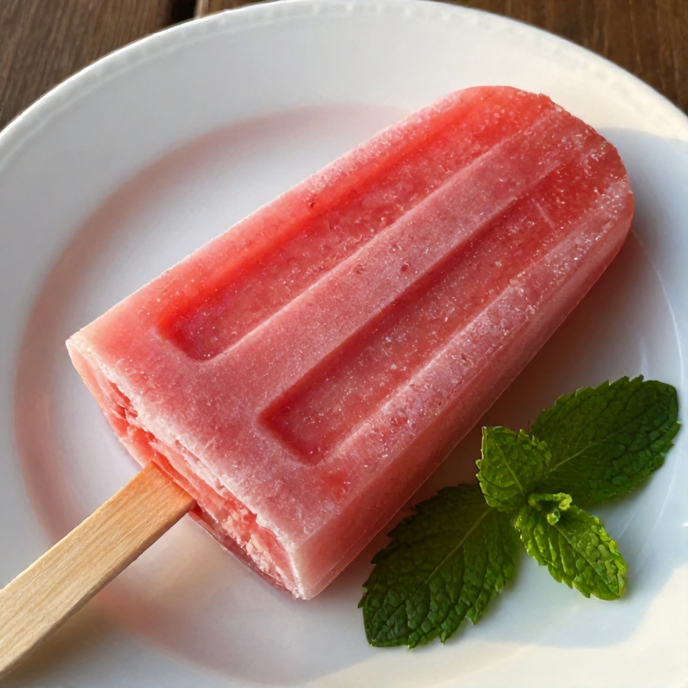 Watermelon Coconut Popsicle on a plate