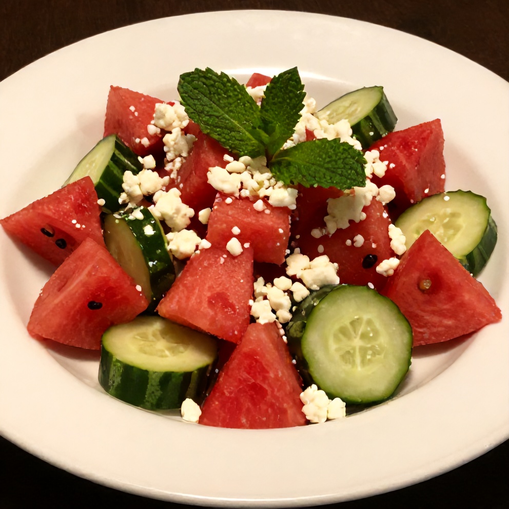 Plated Watermelon Cucumber Salad