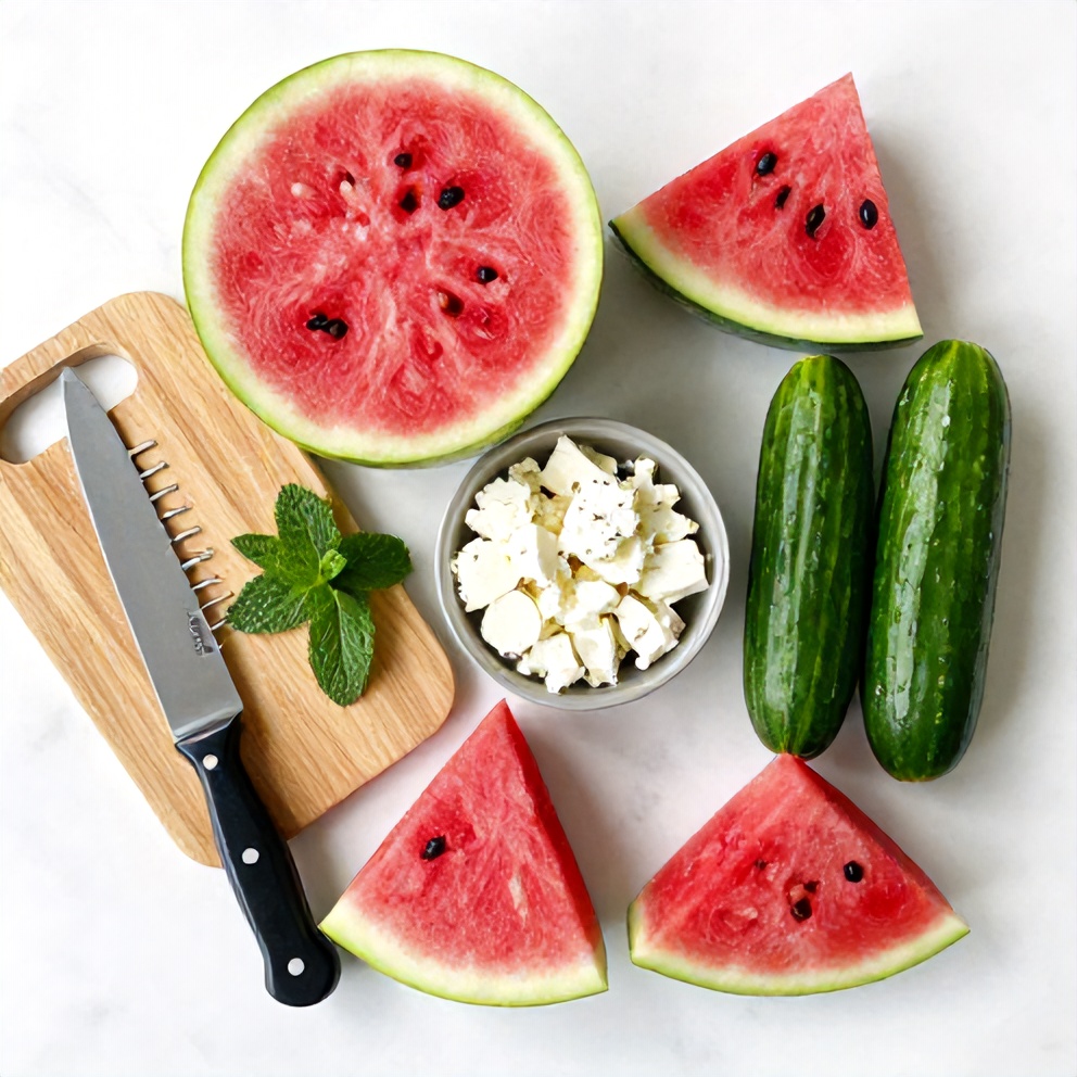 Watermelon Cucumber Salad Ingredients