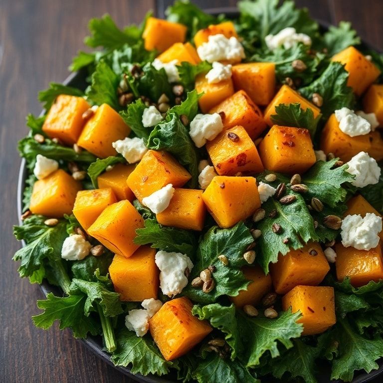 roasted butternut squash kale salad