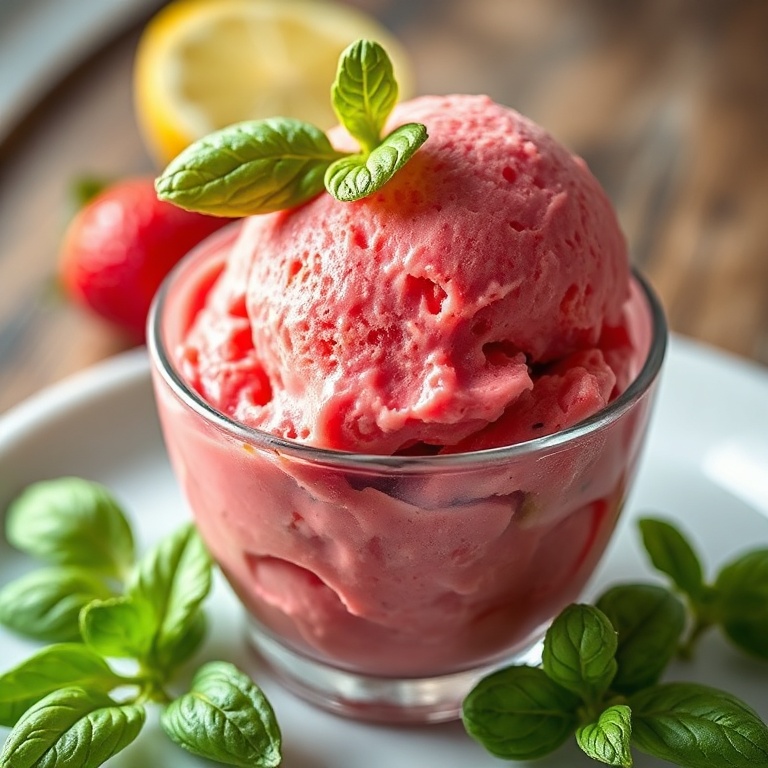 Roasted Strawberry Basil Ice Cream