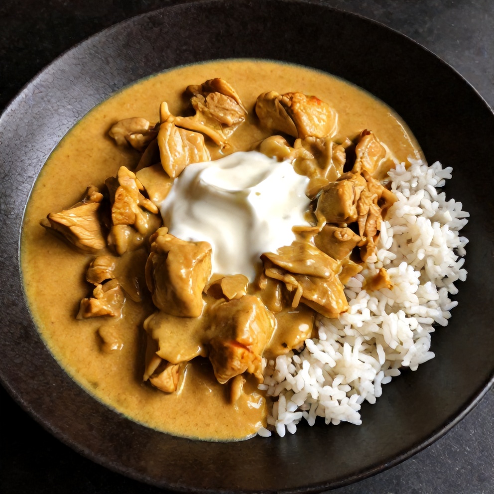 Plated Slow Cooker Chicken Curry with Coconut Milk