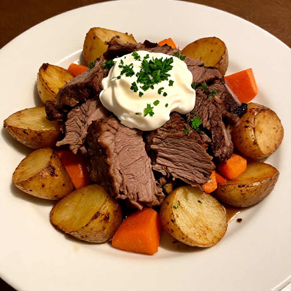 Plated Slow Cooker Chuck Roast with Vegetables