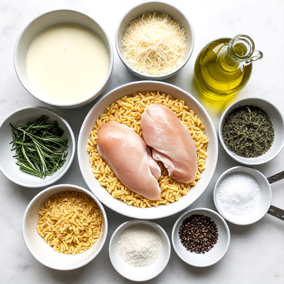 Raw ingredients for Slow Cooker Parmesan Herb Chicken with Creamy Orzo
