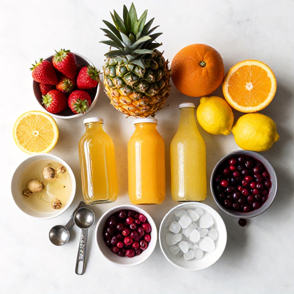 Raw ingredients for sparkling fruit punch