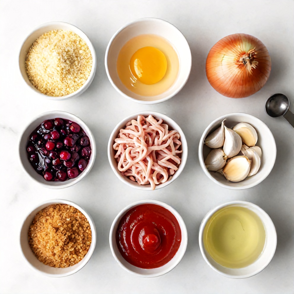 Raw ingredients for Sweet and Tangy Cranberry Meatballs