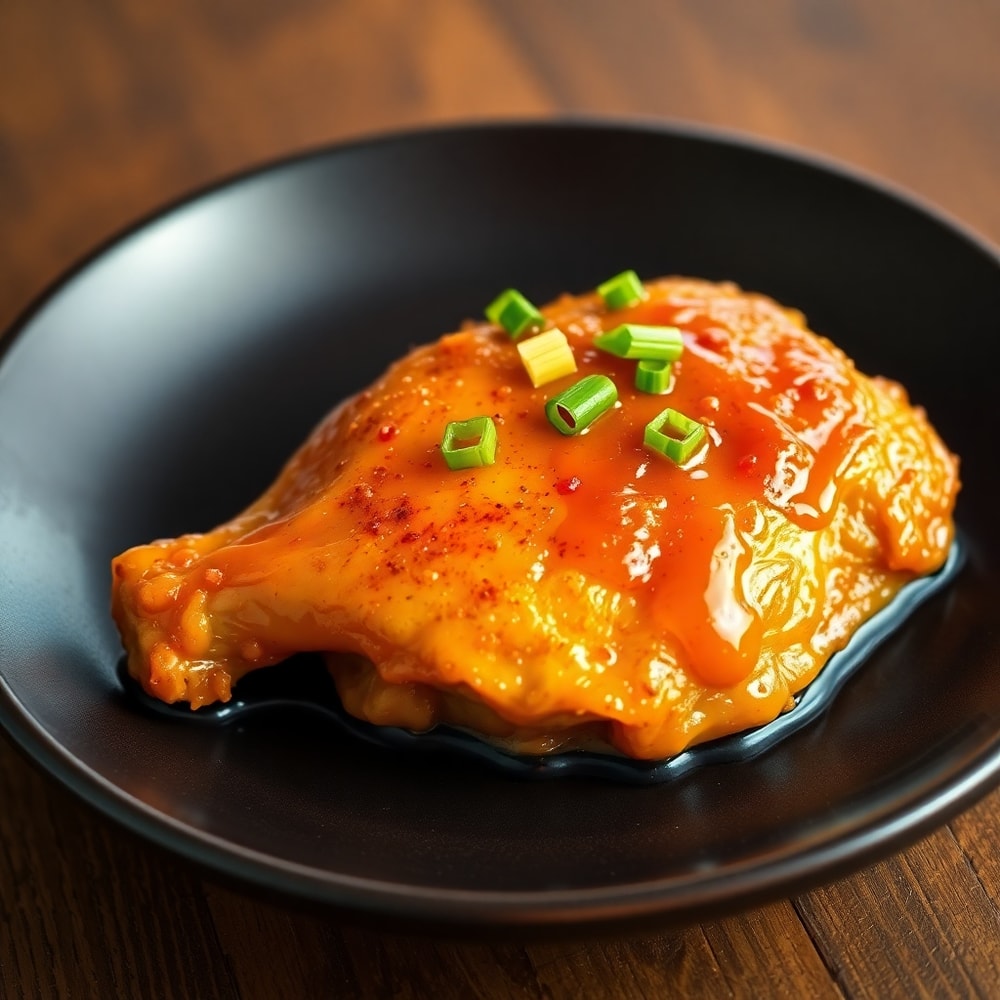 Plated crispy honey garlic chicken bake