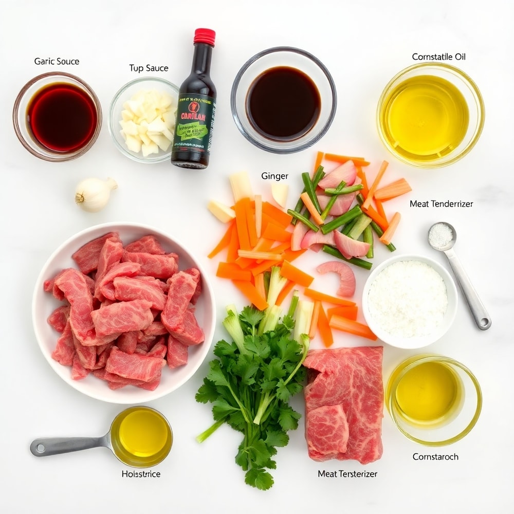 Raw Ingredients for Beef Stir Fry