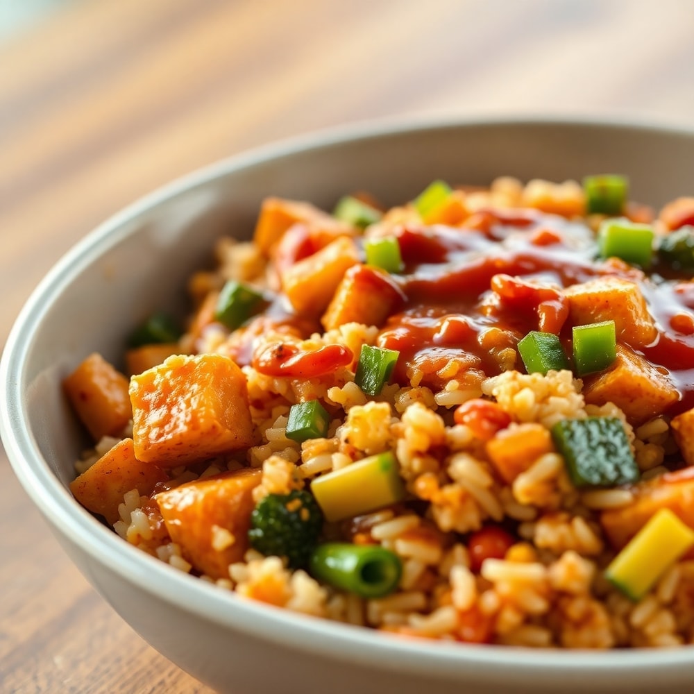 teriyaki tofu rice casserole