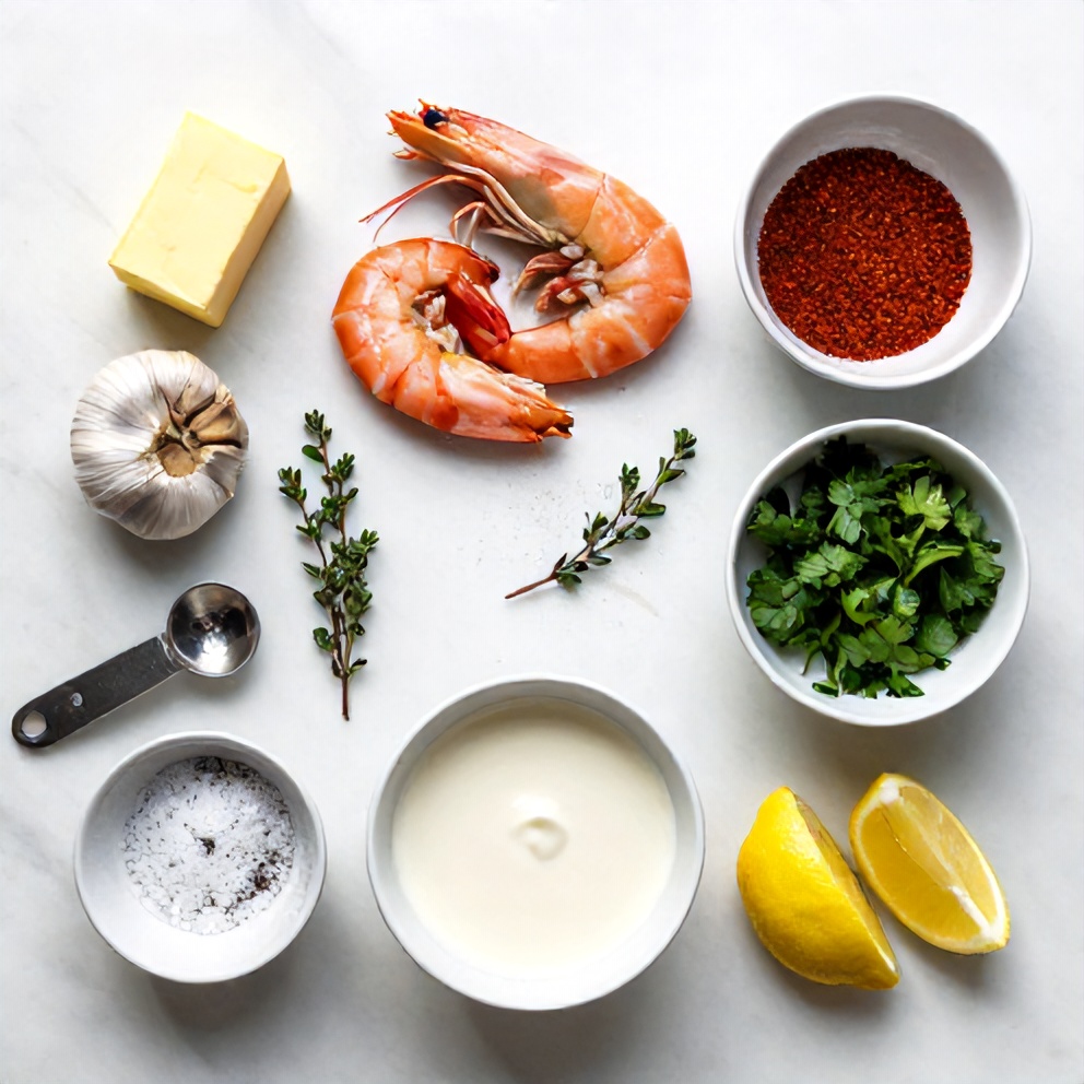 Raw Ingredients for Cajun Voodoo Shrimp Garlic Butter Sauce