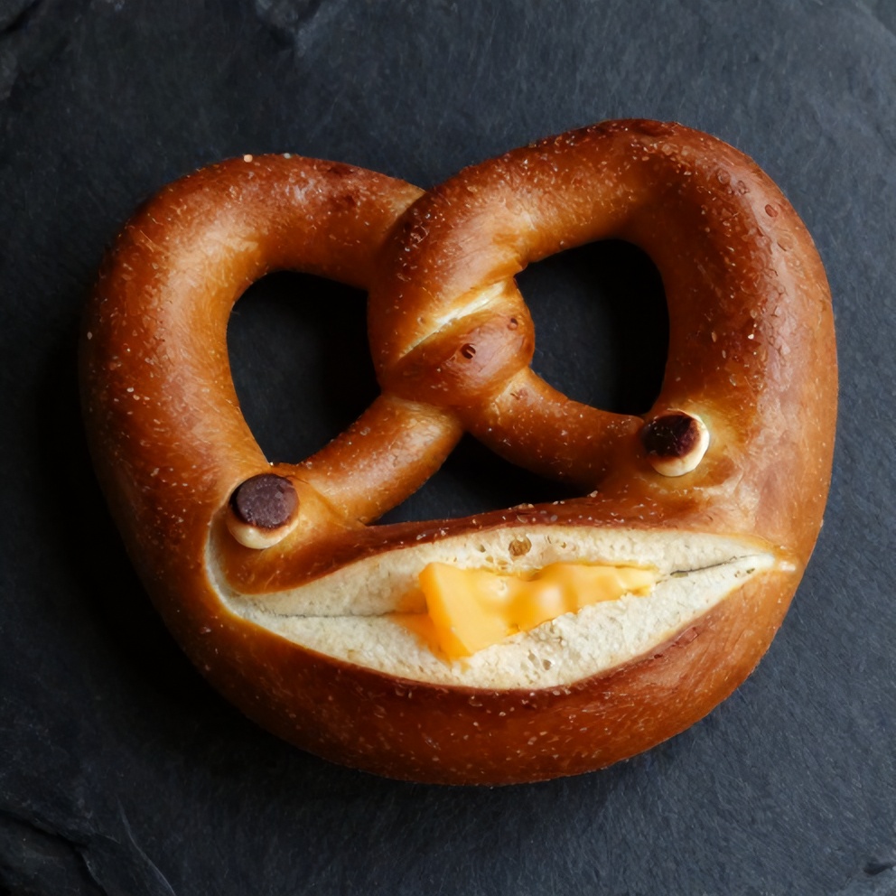 Cheese stuffed soft pretzel on a plate