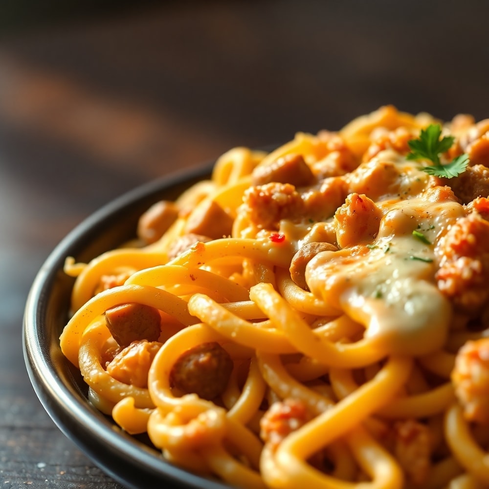 Cheesy Chicken and Sausage Pasta