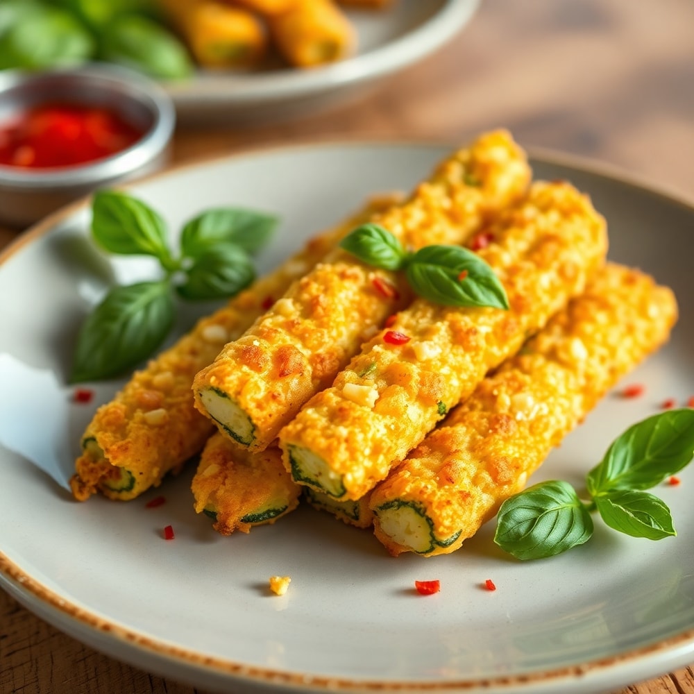 Plated Cheesy Zucchini Breadsticks