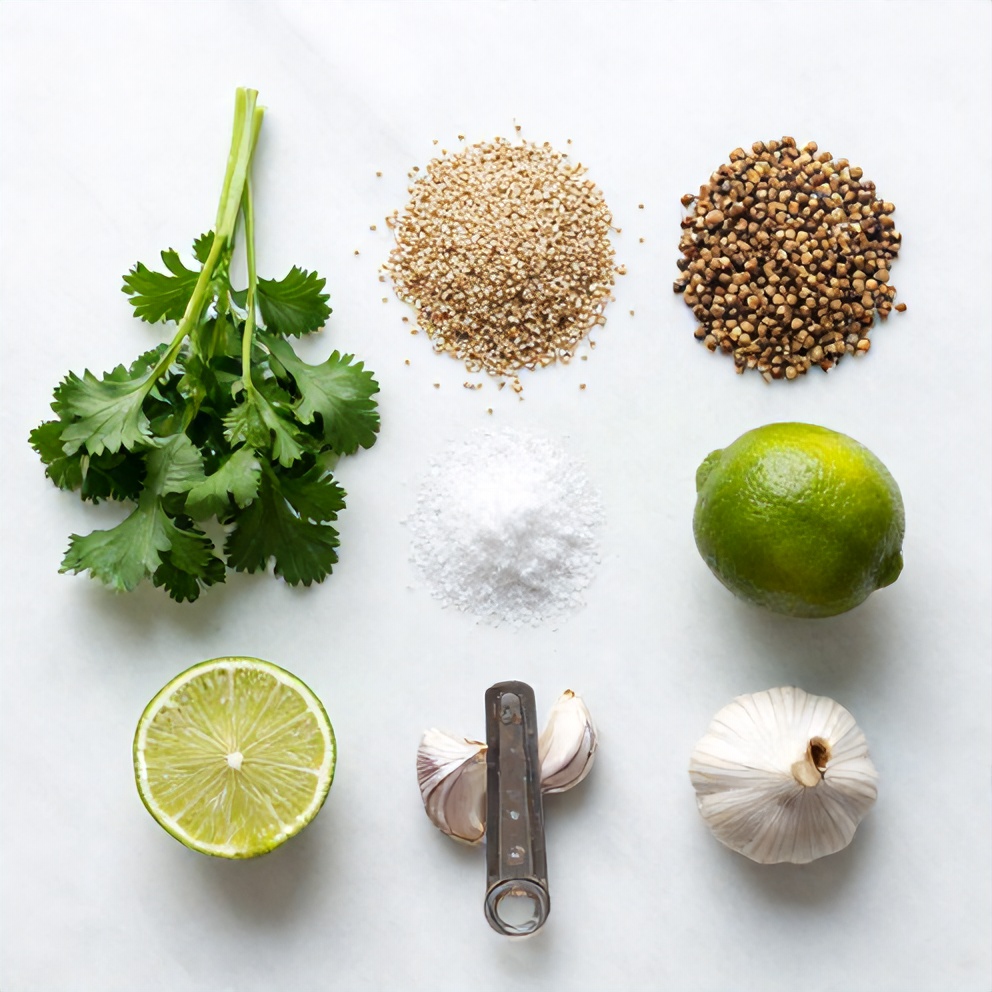 Raw ingredients for Cilantro Lime Quinoa