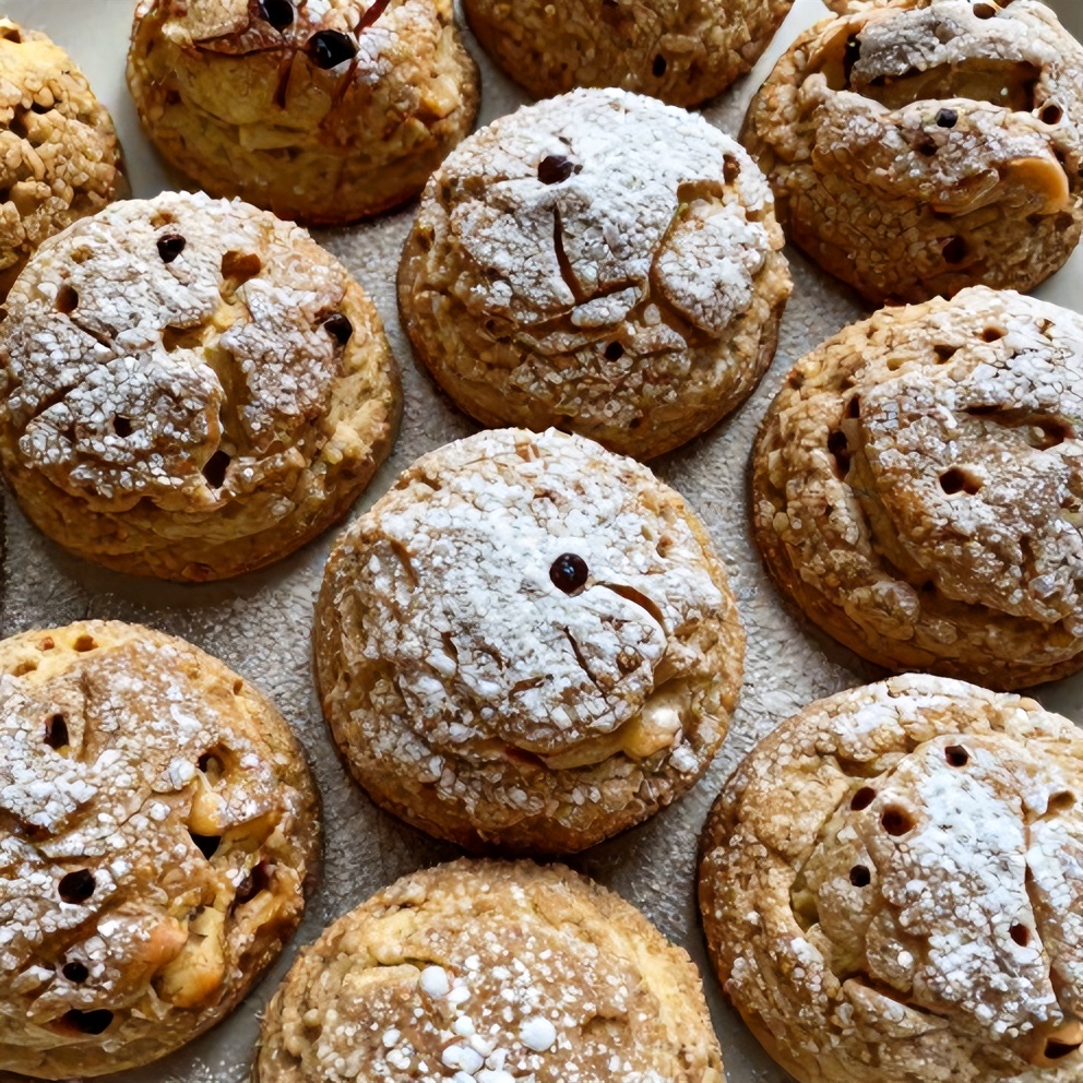 Plated cinnamon sugar butter biscuits with a pat of butter