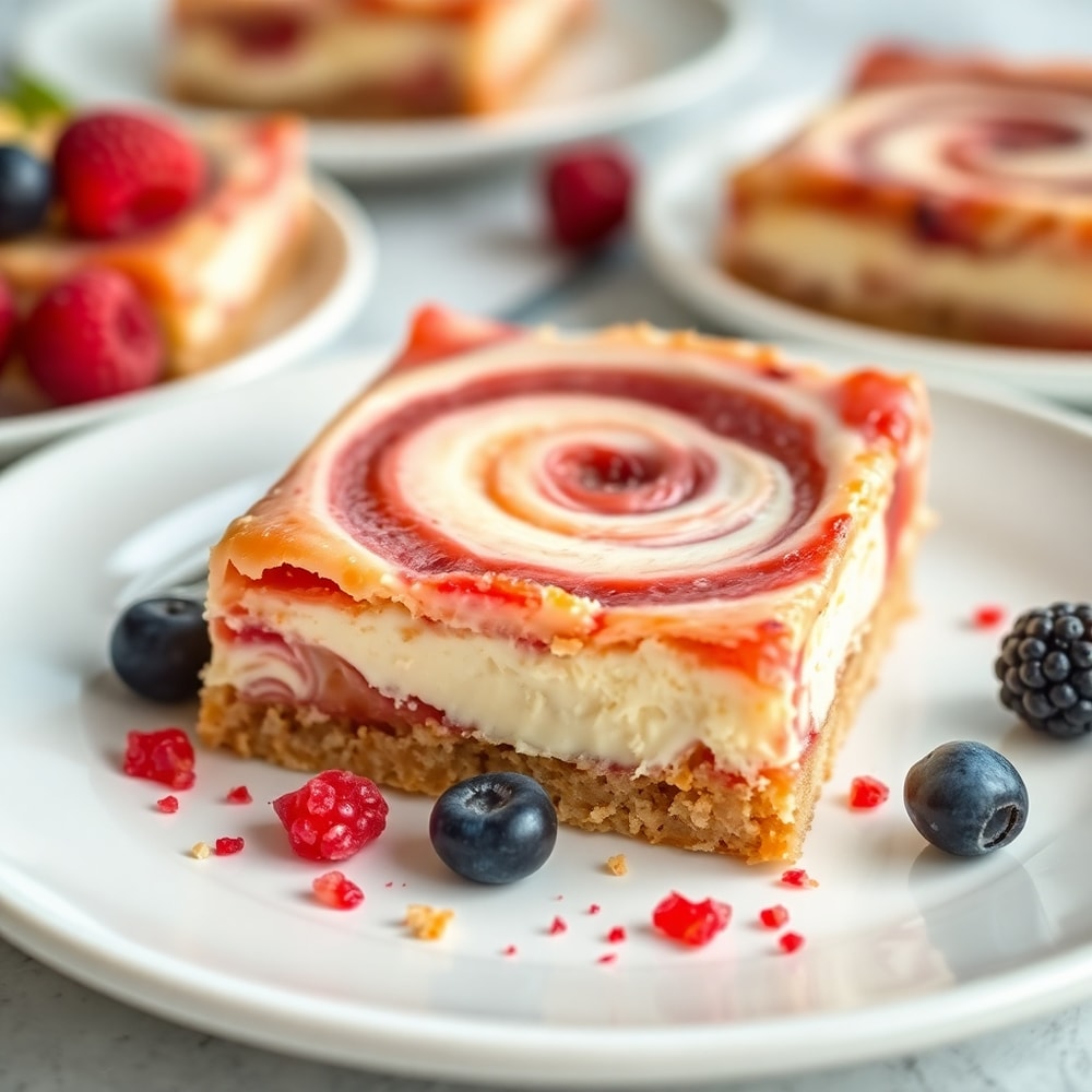 Rhubarb Bars with Cream Cheese Swirl