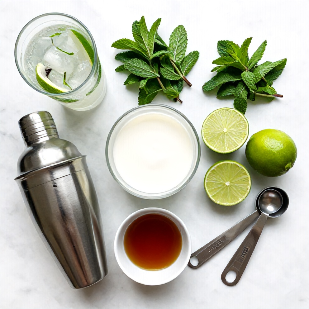 Raw ingredients for White Christmas Mojito