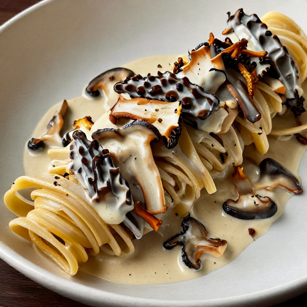 creamy morel mushroom pasta