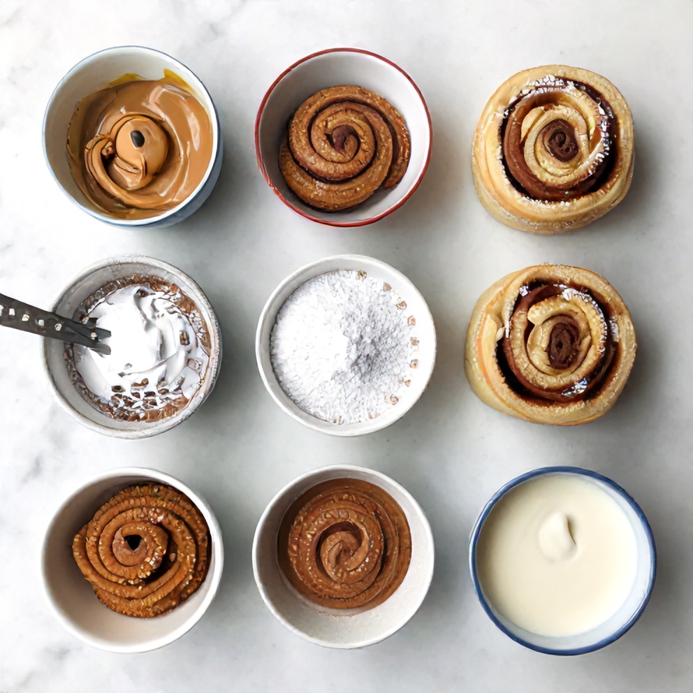 Raw ingredients for Biscoff Cinnamon Rolls including Biscoff cookie butter, cinnamon, and dough