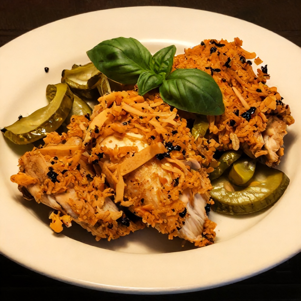 Crispy Dill Pickle Parmesan Chicken served on a plate