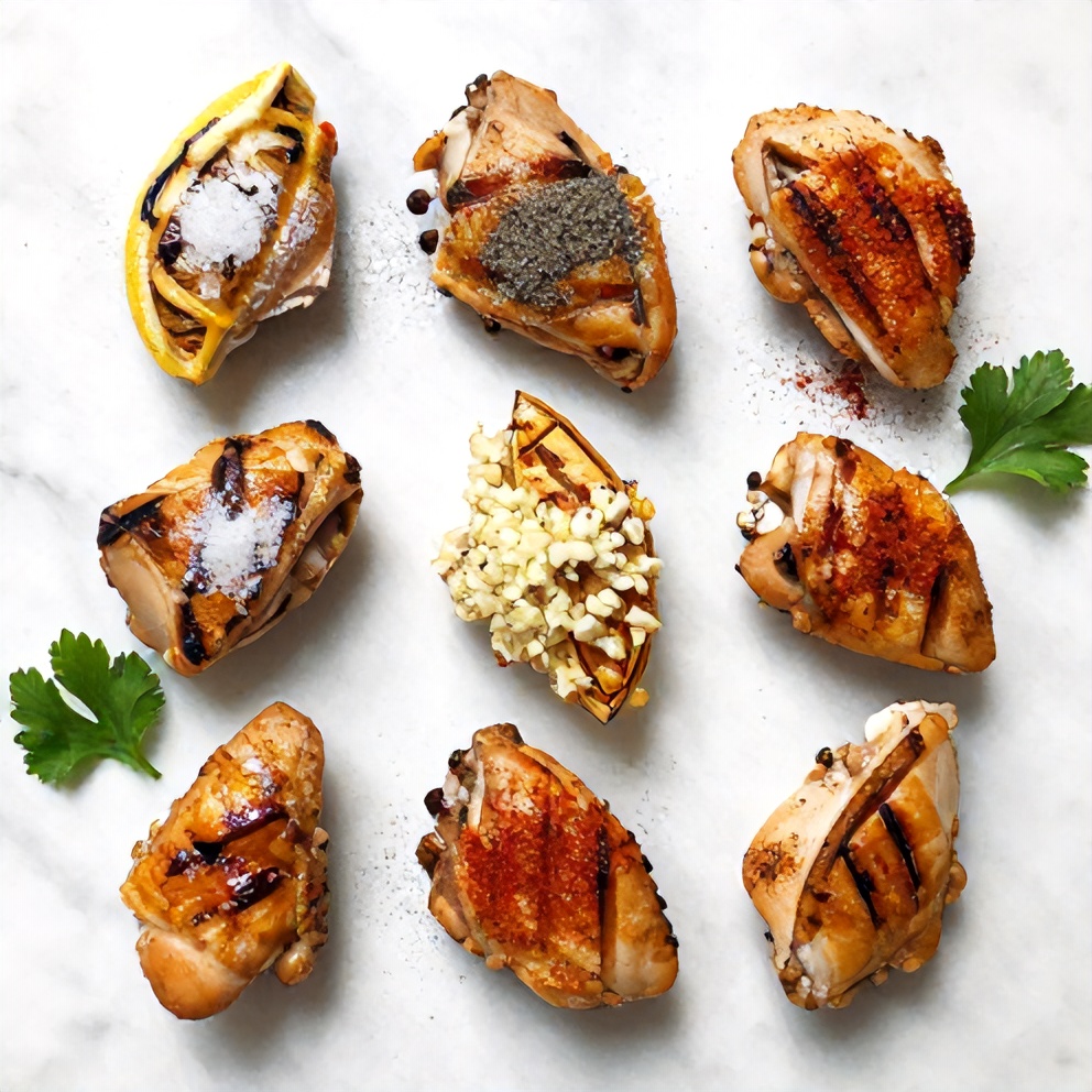 Raw ingredients for crispy grilled chicken thighs