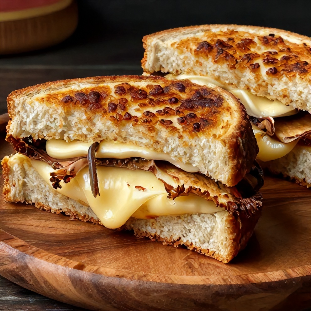 Crispy Italian grinder sandwiches cut in half, served on a rustic wooden plate